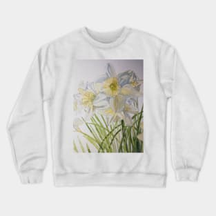 Pale daffodils watercolor painting Crewneck Sweatshirt